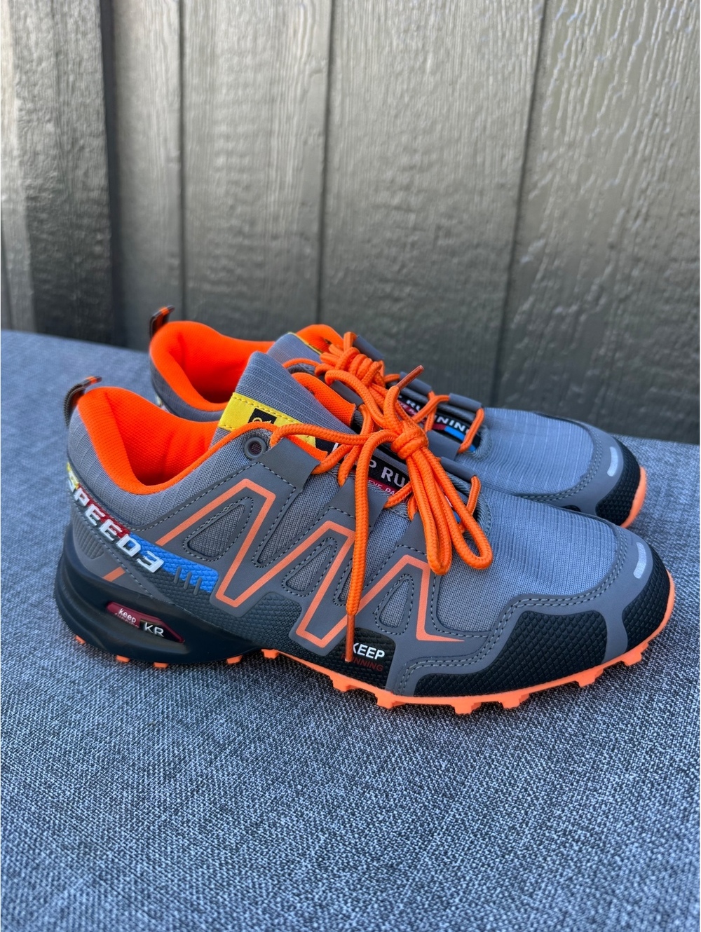 Speed3 Men's Trail Running Shoes Gray and Orange Size 7.5